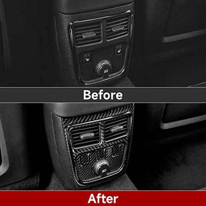 Car Rear A/C Outlet Vent Armrest Box Decals for 2011-2014 Dodge Charger/Chrysler 300 Accessories Carbon Fiber Interior Stickers (Without USB) - color: Rear Center Console-b