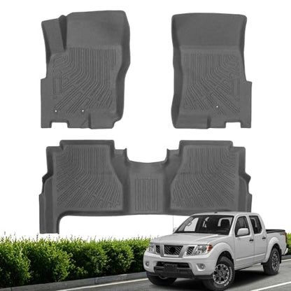 Floor Mats for 2008-2021 Nissan Frontier Crew Cab, All Weather TPE Floor Liners Custom Fit Frontier Heavy Duty Car Mats 1st & 2nd Mat Accessories Odorless Anti Slip Black - style: 33) For Nissan Frontier | 2008-2021 | 1st & 2nd Row