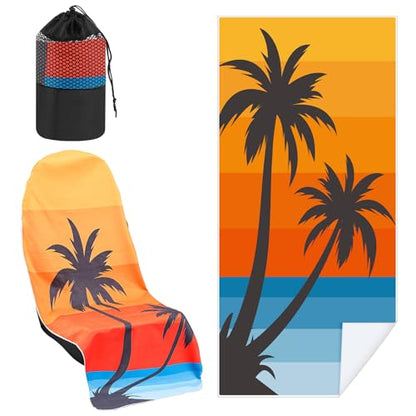 Hahafelt 2 Pack Car Seat Towel Covers with Storage Bag, 63 x 32 Inch Universal Non Slip Waterproof Sweat Protector for Car Truck, Gym Swimming Running, Machine Washable (Beach Palm Trees) - style: Beach Palm Trees