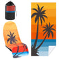 Hahafelt 2 Pack Car Seat Towel Covers with Storage Bag, 63 x 32 Inch Universal Non Slip Waterproof Sweat Protector for Car Truck, Gym Swimming Running, Machine Washable (Beach Palm Trees) - style: Beach Palm Trees