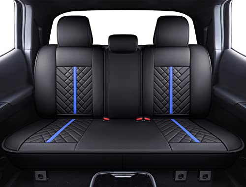 Tomatoman Tacoma Car Seat Covers Compatible with Toyota Tacoma 2005-2015 2016-2023 2024 2025 2026 Truck Access Crew Double Cab TRD Sport Offroad Limited SR5 V6 Cushions(Full Set/Black-Blue) - color: Full Set/Black-Blue