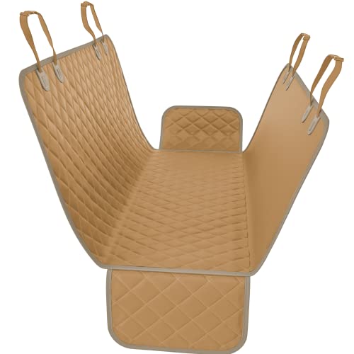 Beige XL Dog Car Hammock Back Seat Cover, Waterproof Backseat Cover Protector for Truck Bench Rear of Sedans or SUVs, Essential Pet Supplies Vacuum or Wipe Clean, Machine Washable - color: Beige, size: X-Large (59" x 63")