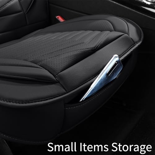 HChengkikz Car Seat Covers, Breathable & Waterproof Faux Leather Automotive Seat Covers for Cars SUV Truck Sedan, Universal Anti-Slip Driver Seat Cover with Backrest (2 PCS Front Seat, Black) - color: Style1 Black, size: Front Seat