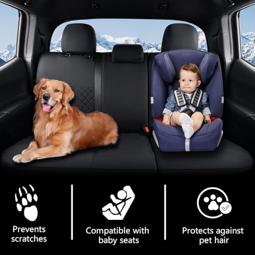 Truckiipa Toyota Tacoma Car Seat Covers Full Set, Leather Waterproof Truck Seat Covers Fit for 4th Gen 2024 2025 2026 Toyota Tacoma Double Crew Cab, Full Set, Black - color: Full Set/Black, size: Tacoma 2024-2026