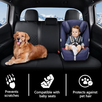 Truckiipa Tacoma Leather Car Seat Covers Full Set Truck Seat Covers Cushion Fit for 2016-2023 Toyota Tacoma Double Crew Cab, Full Set, Black - color: Full Set/Black, size: Tacoma 2016-2023