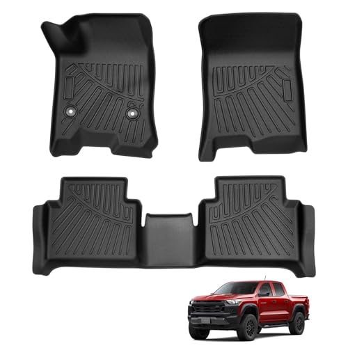 Floor Mats for 2023-2025 2026 Chevy Colorado/GMC Canyon Accessories, All Weather Car Liners TPE Truck Mats, 1st & 2nd Row Black - size: 2)Chevy Colorado&GMC Canyon｜23-26｜1st & 2nd Row