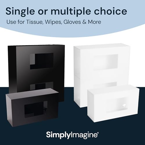 Black Glove Box Holder Wall Mount - Acrylic Disposable Glove Dispenser - Side Loading Rack for Nitrile & Latex Gloves - Organizer Container for Kitchen, Garage, Lab (Single)