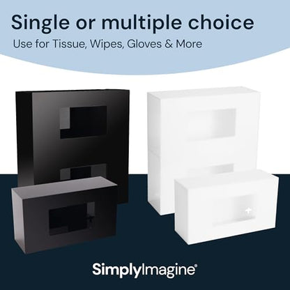Black Glove Box Holder Wall Mount - Acrylic Disposable Glove Dispenser - Side Loading Rack for Nitrile & Latex Gloves - Organizer Container for Kitchen, Garage, Lab (Single)