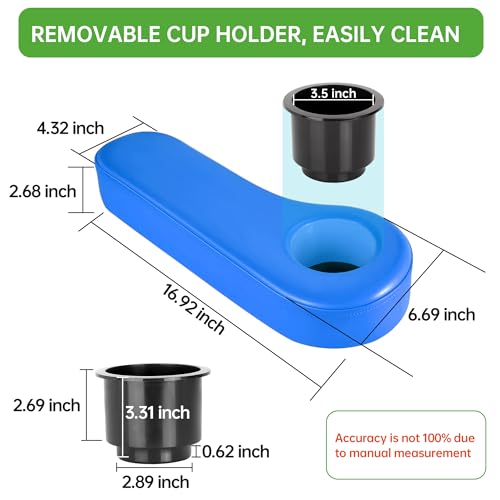 10L0L Golf Cart Rear Seat Kit Arm Rest Set with Cup Holder for Yamaha EZGO Club Car Golf Cart UV-Proof Coating Long Lasting, No Drilling Kits Include - color: blue