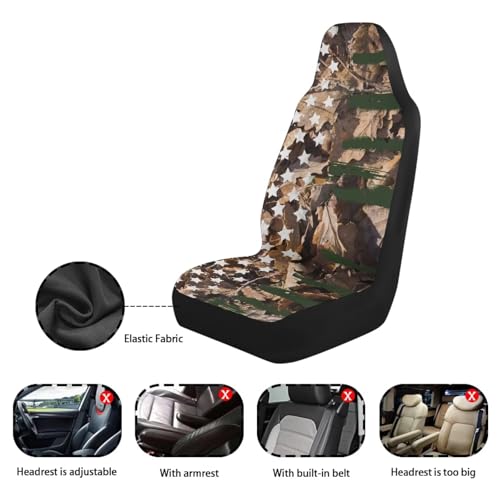 Howilath American Flag Camouflage Car Front Seat Cover Elastic Interior Accessories, Front Bucket Seat Covers Fit SUV Sedan Truck - 2 Piece - color: American Flag Camouflage