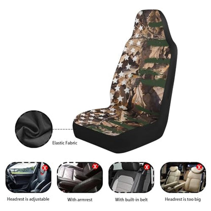 Howilath American Flag Camouflage Car Front Seat Cover Elastic Interior Accessories, Front Bucket Seat Covers Fit SUV Sedan Truck - 2 Piece - color: American Flag Camouflage