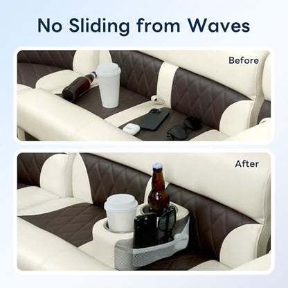 Pontoon Cup Holder,Boat Seat Cup Holder,Double Drink Holder,Portable Cup Beverage Mobile Phone Holders for Pontoon Boat Sofa,RV Couch,Car Back Seat(White&Gray) - color: White&Gray