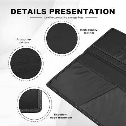 Leather Premium Car Registration & Insurance Card Holder, Vehicle Glove Box Wallet Case, for Documents, Cards, License (Black)