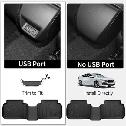 OEDRO Floor Mats Fit for 2022-2026 Honda Civic Sedan & Hatchback Si/Sport/Touring/EX/EX-L/LX, Custom Fit 2023-2026 Acura Integra, All Weather TPE Car Liners for Civic Gas & Hybrid, 1st and 2nd Row - style: 2022-2026 Front & Rear Mats