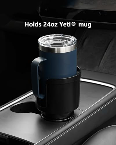 Upgraded Car Cup Holder Expander Adapter with Offset Adjustable Base, Compatible with Yeti 14/24/36/46oz Ramblers, Hydro Flasks 32/40oz, Other Large Bottles Mugs in 3.5"-4.0", 2 Pack - color: Black, size: L
