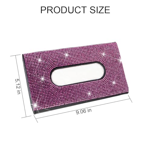 Bling Car Tissue Holder for Sun Visor, Crystal Rhinestone Leather Vehicle Paper Towel Case, Glitter Diamond Auto Napkin Clip Accessories for Women, Universal for SUV, RV, Truck (Pink/Black) - color: Pink+black
