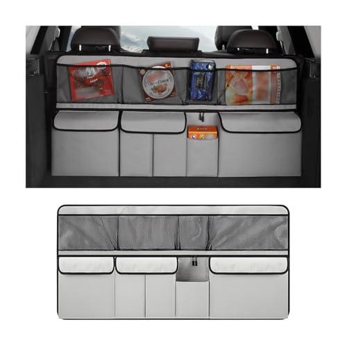 Mandark Car Trunk Organizer, Large Capacity Vehicle Backseat Hanging Storage Bag with 9 Pocekt, Space Saving Auto Seat Back Cargo Organizing Accessories, Universal for SUV, Truck, Van (Gray) - color: Gray, size: Style C