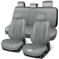 CAR PASS Luxury Nappa Leather Seat Covers Full Set, 3D Rhombus Waterproof Faux Leather Seat Covers, Universal Automotive Seat Cushion Fit for Most Sedan SUV Truck Van, Armrest Airbag Compatible Gray - color: gray