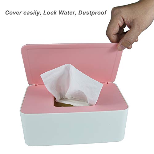 Diaper Wipes Dispenser, Tissue Storage Box Case, Wet Wipe Dispenser Holder with Lid for Home, Office, Cars (Pink) - color: Pink