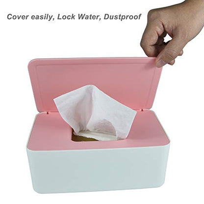 Diaper Wipes Dispenser, Tissue Storage Box Case, Wet Wipe Dispenser Holder with Lid for Home, Office, Cars (Pink) - color: Pink