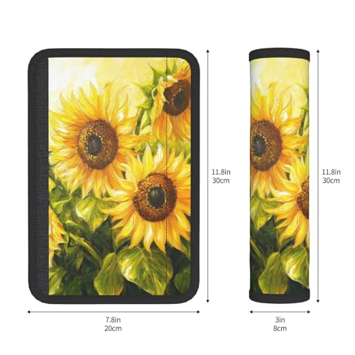 Seat Belt Cover Pads Sunflowers Oil Painting Car Seat Belt Covers for Women Men Adults Kids Soft Comfortable Auto Seatbelt Cushion Shoulder Strap Pad Handle Wraps, 1 Pair - color: Sunflowers Oil Painting