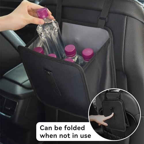 Car Trash Can, Oxford Cloth Foldable Car Trash Bin Hanging, 1.85 Gallon Capacity Garbage Bag Organizer, Leak-Proof Waterproof Auto Storage Container (Medium)