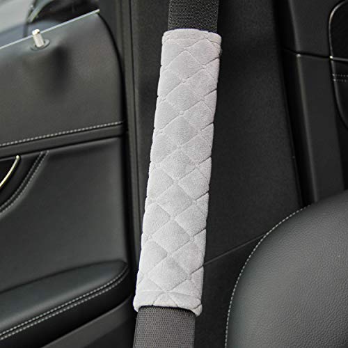 Amooca Soft Automotive Seat Belt Cover Seatbelt Shoulder Pad Neck Protector Cushions Universal Fit SUV Trucks Backpack 2 PCS Light Grey 10.2in - color: Light Grey, size: 10.2in-2pc