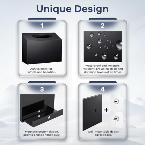 Acrylic Hand Towel Box Cover Compatible with Kleenex Disposable Hand Towels Wall-Mounted Paper Towel Dispenser Suitable for Tabletop, Bathroom, Car, and Office Use Valentine's Day Gifts (Black) - color: Black