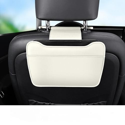 Car Leather Trash Can for Headrest, Hanging Garbage Bin, Waterproof Foldable Stroage Organizer for Car, Multipurpose Interior Accessories for SUV Truck RV Camping (White Seat headrest) - color: white Seat headrest