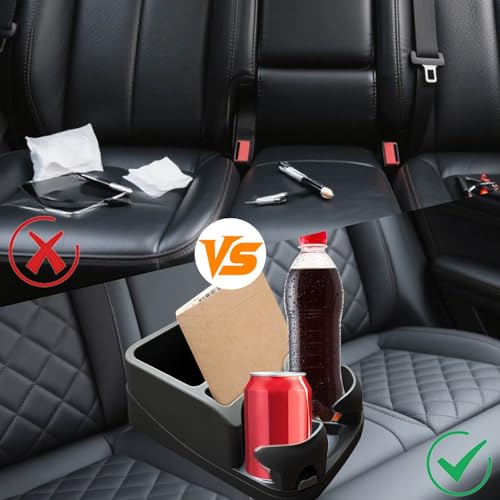 Car Center Console with Adjustable Cup Holders, Universal Center Console Organizer for Truck, Cars, Minivans, Suvs, Truck Floor Console, Bench Seat Center Console (Black) - color: Black