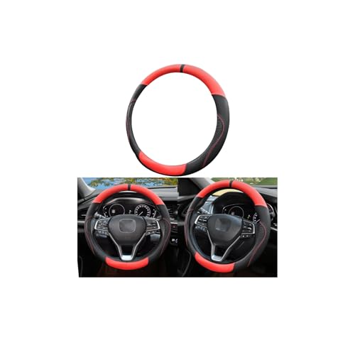 Car Steering Wheel Cover, 15 Inchs Microfiber Leather Non-Slip Vehicle Steering Wheel Protector, Breathable Auto Interior Protection Accessories, Universal for SUV Sedan Truck (Black/Red-B) - color: Black/Red-B