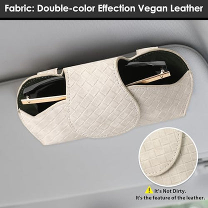 KINIVA White Car Visor Sunglass Holder Leather Glasses Case with Magnetic Closure - color: 03 White