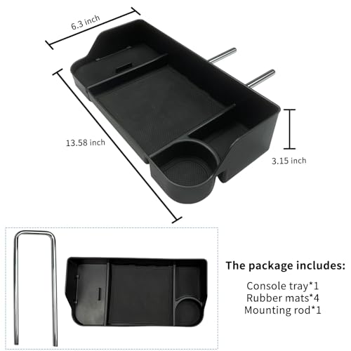 Center Console Seat Headrest Organizer for 2011-2024 2025 2026 Ford F150 F250 F350 F450 F550 F650 Accessories, Storage Tray with Non-Slip Rubber Mat (Jump Seat Only)