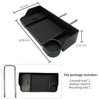 Center Console Seat Headrest Organizer for 2011-2024 2025 2026 Ford F150 F250 F350 F450 F550 F650 Accessories, Storage Tray with Non-Slip Rubber Mat (Jump Seat Only)