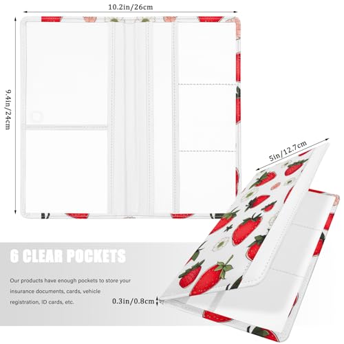 Car Registration and Insurance Holder, with Magnetic Closure for License, Cards and Documents, All Vehicle Needs and Car Accessories (Strawberry) - color: Strawberry