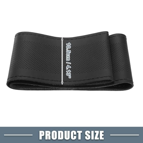 Car Hand Sewn DIY Steering Wheel Cover Breathable Comfortable 32-35cm Stitch on Wrap Cover Microfiber Leather Black Stitches - color: Black Stitches
