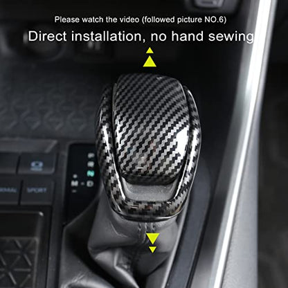 for Totoya RAV4 2019-2025 Gear Shift Knob Cover, Carbon Fiber Grain Interior Protective Gear Shift Trim for Toyota Highlander 2020-2026- Carbon Fiber - color: carbon
