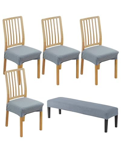 CRFATOP Jacquard Dining Room Chairs Seat Covers Set of 4 with Soft Bench Chair Cover Stretch Kitchen Chair Slipcover Washable Seat Cushion Slipcover Protector for Hotel Ceremony Banquet Wedding,B22 - color: Jacquard B22