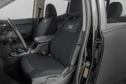 Rough Country Neoprene Seat Covers for Chevy Colorado & GMC Canyon (2015-2022) Front Bucket/Rear Bench - Waterproof & UV Resistant, Foam Padded, Front & Rear Seat Cover Set