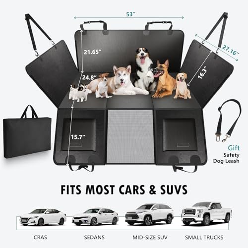 Btefd Back Seat Extender for Dogs Upgraded Anti-Scratch PU Leather, Hard Bottom Dog Car Seat Cover for Back Seat, Backseat Extender for Dogs, Waterproof Dog Hammock for Car, SUV, Small Truck, Black - size: For Cars / Mid-Size SUV / Small Truck