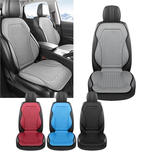 Breathable Cooling Summer Car Seat Cushions Ice Silk Fabric Front Dual-Seat Pads Easy Installation(Red) - color: Red