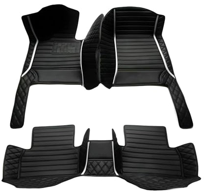 Customize Car Floor Mats for 99% Sedan SUV Sports Car All Weather Leather Full Coverage Waterproof Non-Slip Vehicle Lining Pads (Black White Stitching) - color: Black white stitching