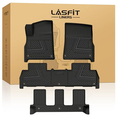 LASFIT Floor Mats for Rivian R1S 2022 2023 2024, All Weather Floor Liner TPE Custom Fit Car Mats for Rivian R1S 1st & 2nd & 3rd Row Rubber Mats, Black,Tasteless, Durable and Easy to Clean - size: 2022-2024 | For Rivian R1S | 1st & 2nd & 3rd Row