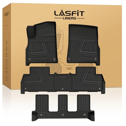 LASFIT Floor Mats for Rivian R1S 2022 2023 2024, All Weather Floor Liner TPE Custom Fit Car Mats for Rivian R1S 1st & 2nd & 3rd Row Rubber Mats, Black,Tasteless, Durable and Easy to Clean - size: 2022-2024 | For Rivian R1S | 1st & 2nd & 3rd Row
