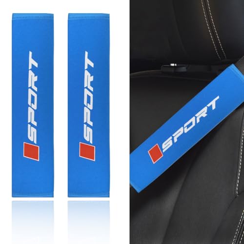 2PCS Sport Car Seat Belt Cover Pads, Breathable Auto Seat Shoulder Strap Cushion for Comfortable Driving, Safety Soft Vehicle Harness Protector Accessories for Trucks SUVs RVs (Blue) - color: Blue