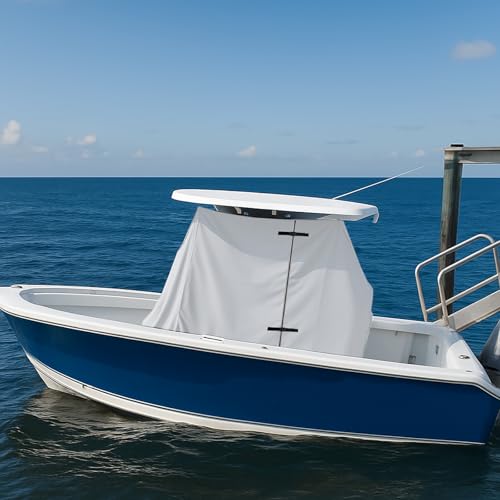 T-Top Center Console Boat Cover, Heavy Duty 1200D Waterproof T Top Console Cover with Motor Cover, UV Resistant Polyester T-Top Boat Cover, Gray(94" L x 58" W x 82" H) - color: Gray, size: XL:94"L*58"W*82"H