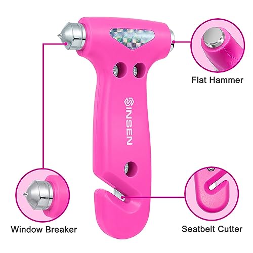 SINSEN Car Safety Hammer, Automotive Window Breaker and Seatbelt Cutter for Women, Roadside Emergency Kit, 3 in 1 Escape Tools, Road Trip Essential and Must Haves (1, Blue) - color: Blue, size: 1