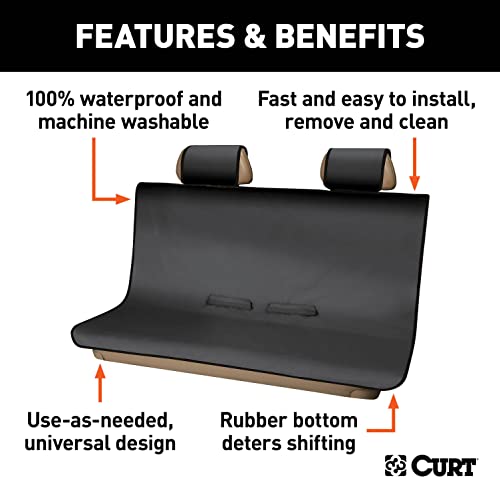 CURT 18511 Seat Defender 58-Inch x 55-Inch Black Waterproof Universal Bench Car Seat Cover Protector - color: Black, size: Bench Seat