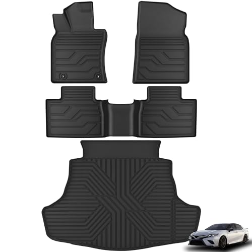 KARPAL Floor Mats Fit for Toyota Camry 2025 2026 Hybrid/SE/LE/XLE/XSE, Custom Fit All Weather TPE Camry Accessories 1st & 2nd Row & Trunk Mat Full Set Floor Liners - style: 2025-2026 | For Toyota Camry | 1st & 2nd & Cargo