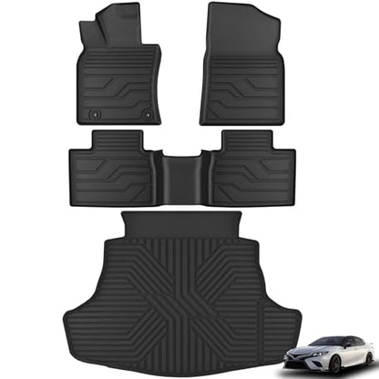 KARPAL Floor Mats Fit for Toyota Camry 2025 2026 Hybrid/SE/LE/XLE/XSE, Custom Fit All Weather TPE Camry Accessories 1st & 2nd Row & Trunk Mat Full Set Floor Liners - style: 2025-2026 | For Toyota Camry | 1st & 2nd & Cargo